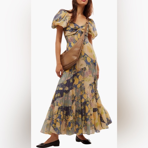 NEW Free People sundrenched short sleeve maxi dress M B2006 - Picture 2 of 6